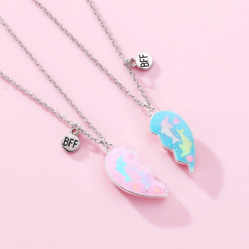 Lezmoii Friendship Necklace Best Friend Necklace Matching Magnetic Unicorn Mermaid BFF Necklace for 2 Girls Friendship Gifts - Image 4